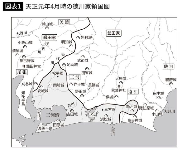 天正元年4月時の徳川家領国図