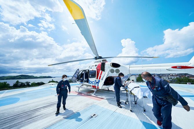 鳥取県ドクターヘリ「おしどり」が発着するヘリポート。