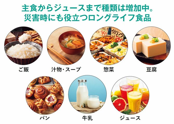 災害時にも役立つロングライフ食品