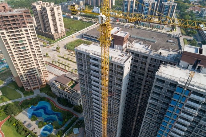 中国のアパート建設現場