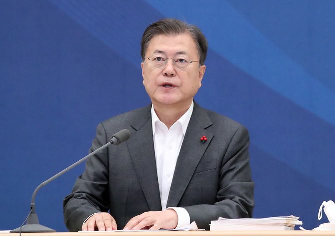 韓国の文在寅大統領＝2021年12月20日、韓国・ソウル