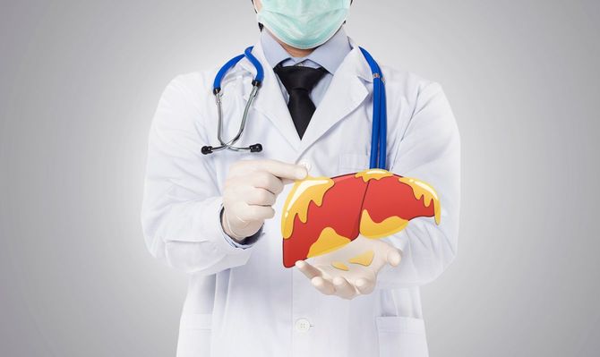 脂肪肝、肝疾患を示す医師