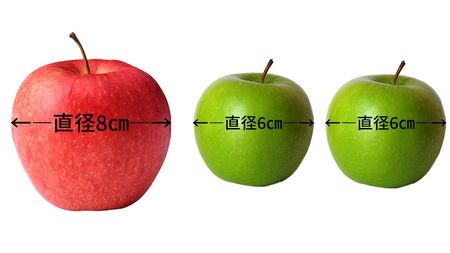 りんご｢直径8cm1個で150円｣｢直径6cm2個で150円｣どっちが得か…大人も 
