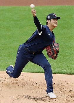 米大リーグの球宴に投打で出場したエンゼルスの大谷＝2021年7月13日、デンバー（写真＝時事通信フォト）