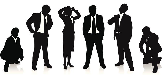 失業中のビジネスの人々のシルエット