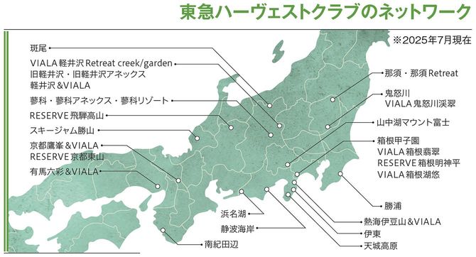 東急ハーヴェストクラブのネットワーク