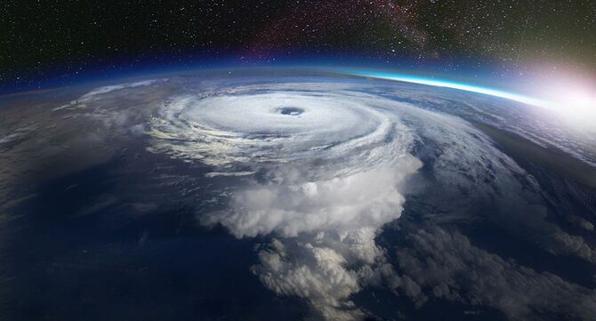 宇宙から見た巨大なハリケーン