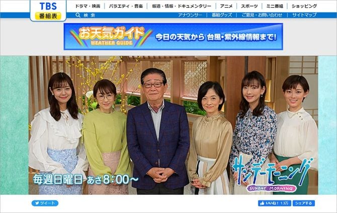 『TBS サンデーモーニング』HPより