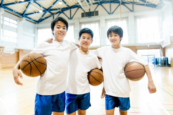 バスケットボール部の少年たち