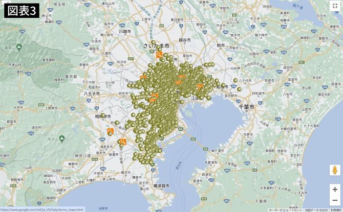 首都圏のまいばすけっと店舗配置