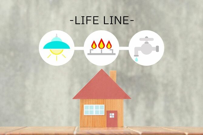 住宅とライフラインのイメージ
