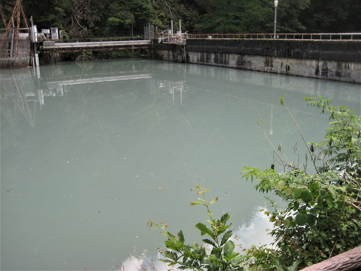 山梨県の発電所のために使われる田代ダムの貯水池（静岡市）