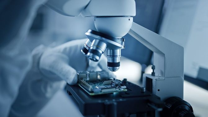 手袋を着用した研究者