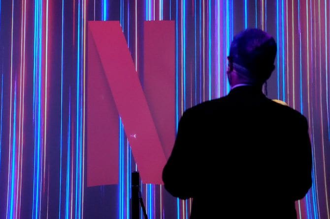 動画配信大手ネットフリックス＝2023年5月19日、東京都