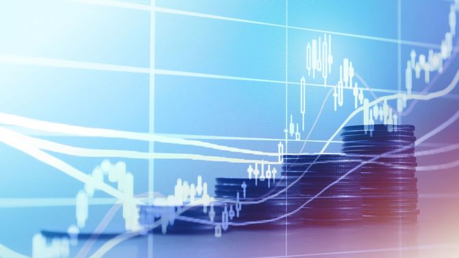 米ドルコインと金融株式市場投資デジタル取引グラフ