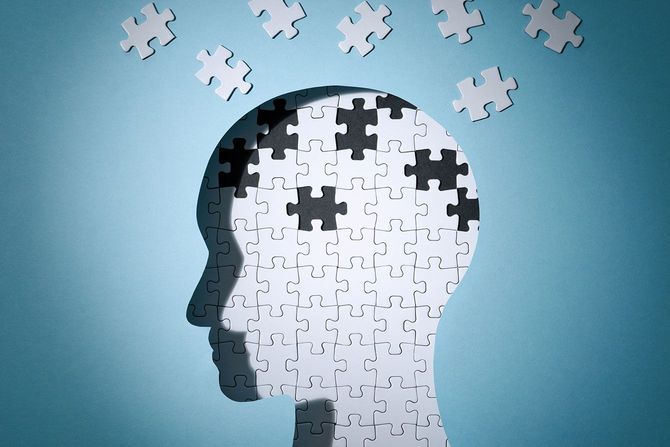 ジグソーパズルになっている人間の頭部