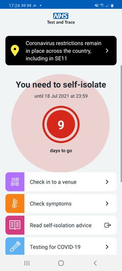 接触追跡アプリ画面