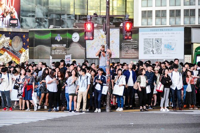 東京渋谷の夜交差点