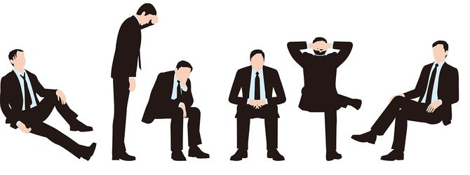 ビジネスマンの様々な姿勢と動き
