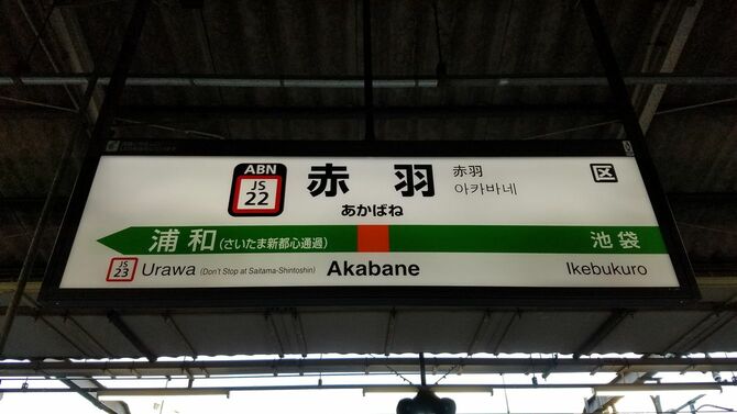 赤羽駅（東北本線、湘南新宿ライン）の駅名標