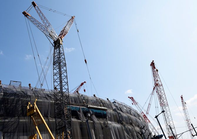 建設中の新国立競技場の風景