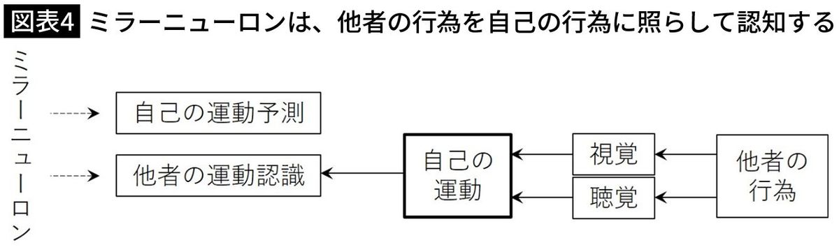 【図表4】ミラーニューロンは、他者の行為を自己の行為に照らして認知する