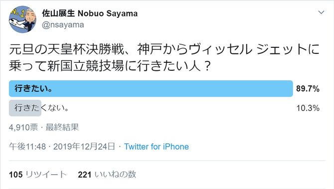 佐山が12月24日にツイッターで行ったアンケート。この結果が臨時便の後押しになったという。