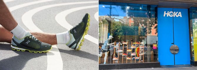 OnのスニーカーとHOKAの店舗