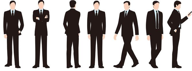 ビジネスマンの様々な姿勢と動き