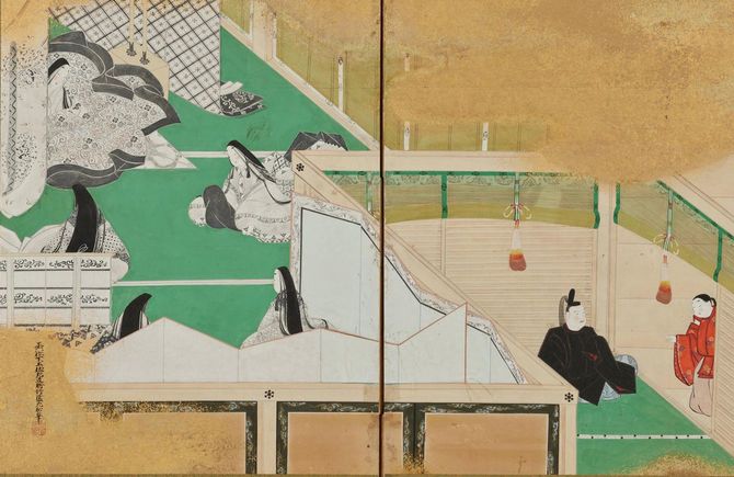 土佐光祐筆『栄花物語図屏風(部分)』