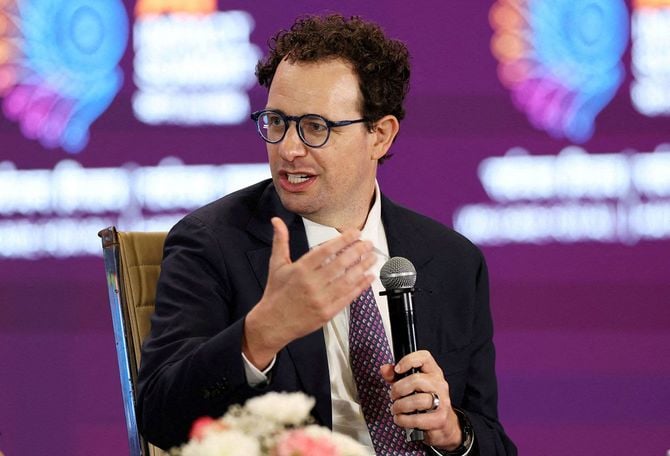 米アンソロピックのダリオ・アモデイCEO＝2026年2月、インド・ニューデリー