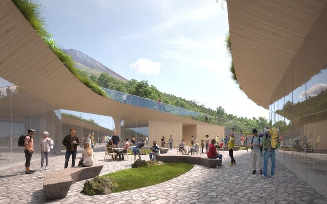 「登山鉄道」敷設後の富士山五合目のイメージ