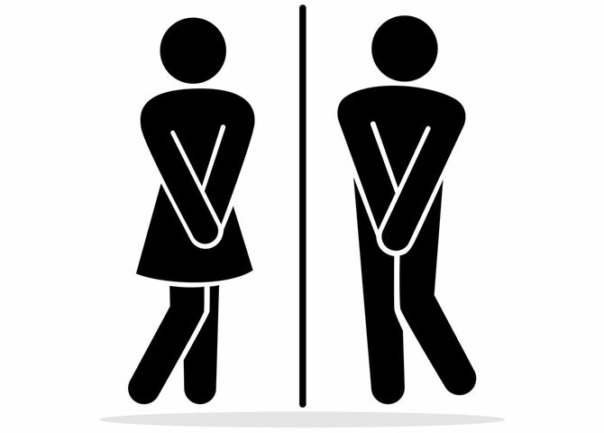 トイレに行きたがっているようすのピクトグラム