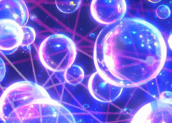 無数の泡の中にある宇宙。多元宇宙論のイメージ
