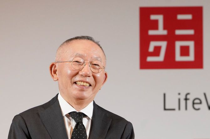 車いすテニス元選手の国枝慎吾さんの引退会見に出席したユニクロの柳井正代表取締役会長兼社長（＝2023年2月7日、東京江東区のユニクロ有明本部）