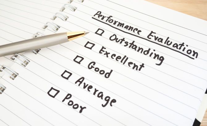 ノートに書かれた評価のチェックポイント