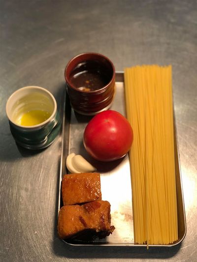 2日目「ラグーソースパスタ」材料