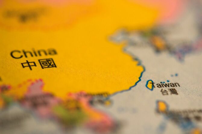 中国語の地図・台湾付近のクローズアップ