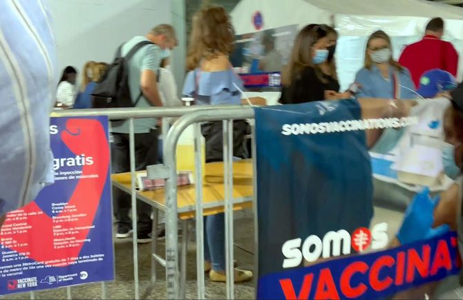 米ニューヨークに設置されたワクチン接種会場
