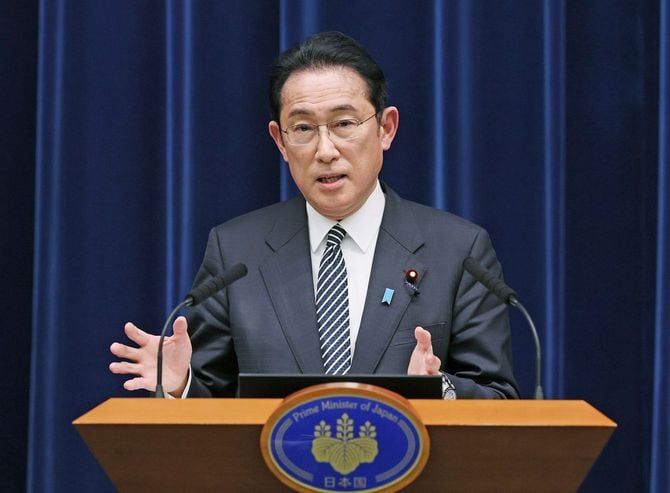 2022年2月17日、会見する岸田文雄首相