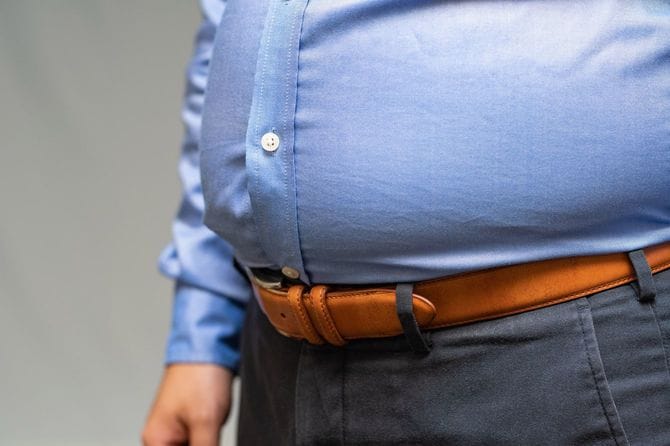 メタボリックなウエストのクローズアップ