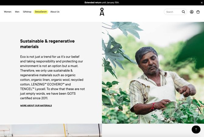 サステナブルブランド ARMEDANGELSのWEBサイト