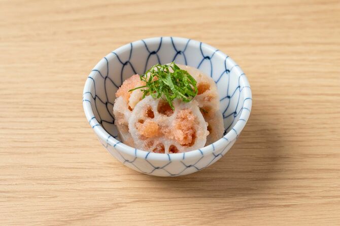 食感が楽しい「新れんこんのたらこ和え」