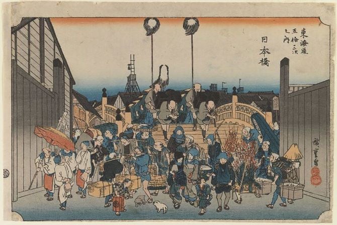 歌川広重作「東海道五十三次(日本橋)」(写真=Online Collection of Brooklyn Museum/CC-PD-Mark/Wikimedia Commons)