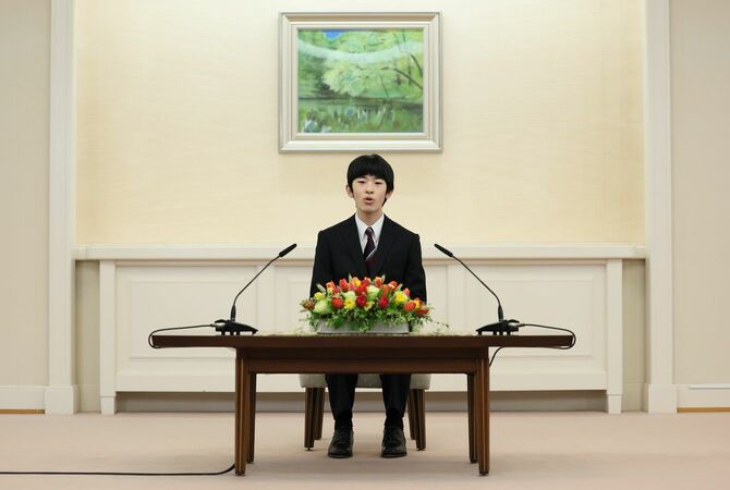 成年に当たり、初めて記者会見をされる秋篠宮家の長男悠仁さま＝2025年3月3日午後、東京・赤坂御用地内の赤坂東邸