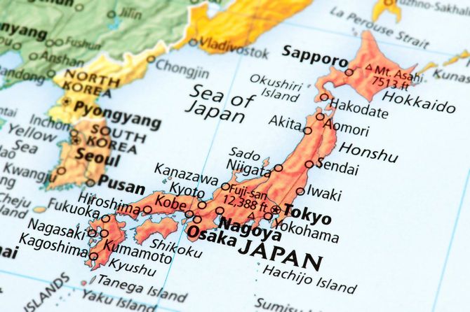 世界地図の中の日本