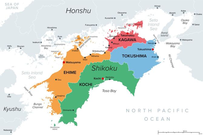 四国の地図