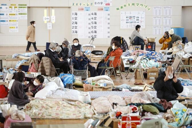 能登半島地震でも衝立などのない避難所がみられた（2024年1月12日石川県輪島市）