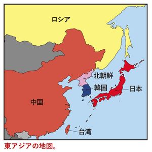 東アジアの地図。
