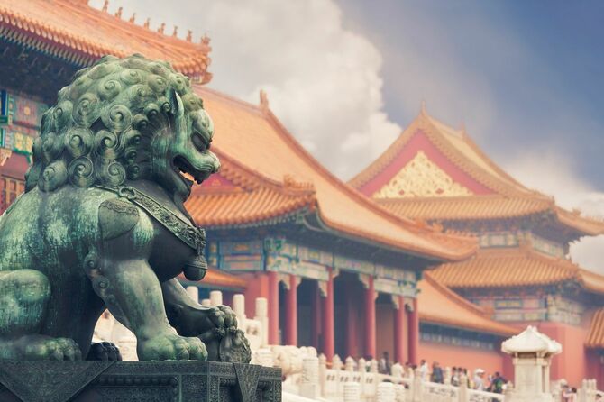 中国北京の青銅の獅子